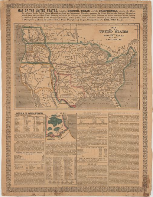 Map of the United States Including Oregon, Texas and the Californias