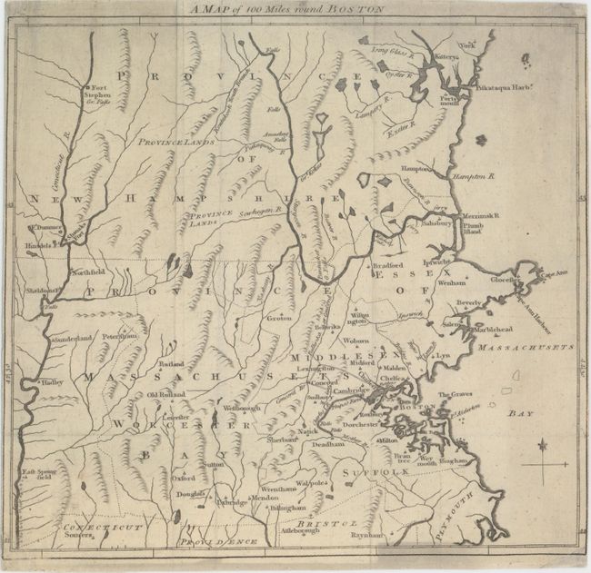 A Map of 100 Miles Round Boston