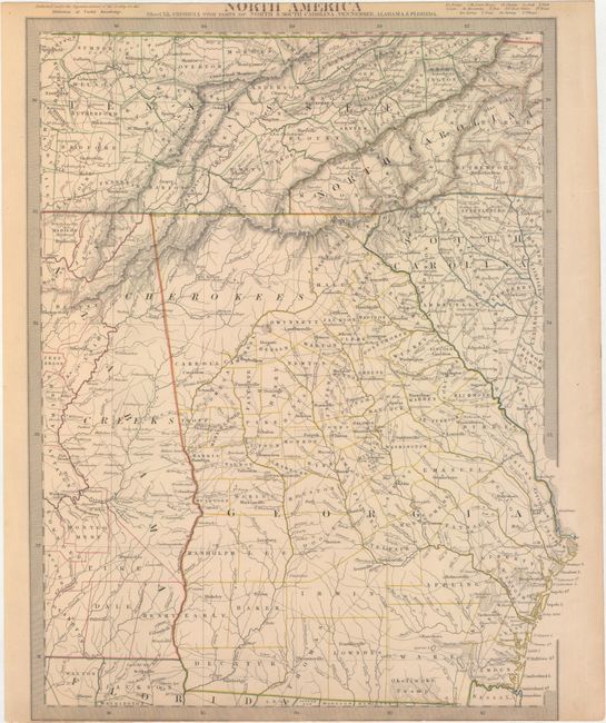 North America Sheet XII Georgia with Parts of North & South Carolina, Tennessee, Alabama & Florida