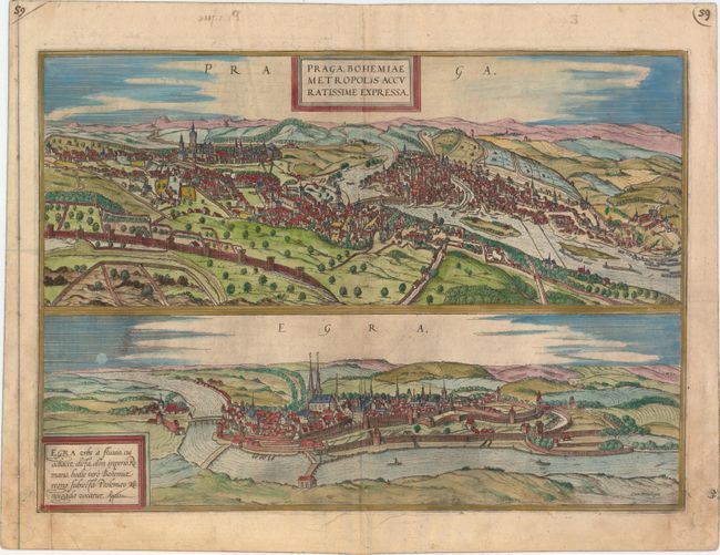 Praga, Bohemiae Metropolis Accuratissime Expressa [on sheet with] Egra Urbs a Fluvio, Cui Adiacet, Dicta, Olim Imperio Romano...