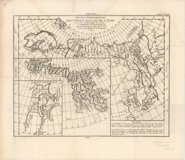 Nouvelle Representation des Cotes Nord et Est de l'Asie pour Servir d'Eclaircissment aux Articles du Supplement de l'Encyclopedie...