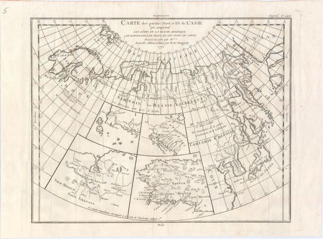 Carte des Parties Nord et Est de l'Asie qui Comprend les Cotes de la Russie Asiatique le Kamschatka, le Jesso, et les Isles du Japon Dressee en 1760 par M...