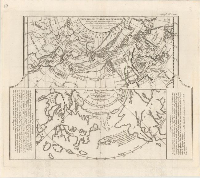 Carte des Nouvelles Decouvertes Dressee par Phil. Bauche [on sheet with] Extrait d'une Carte Japonise de l'Univers