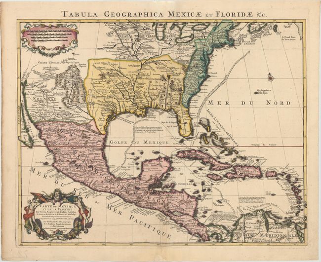 Carte du Mexique et de la Floride des Terres Angloises et des Isles Antilles. Du Cours et des Environs de la Riviere de Mississipi...