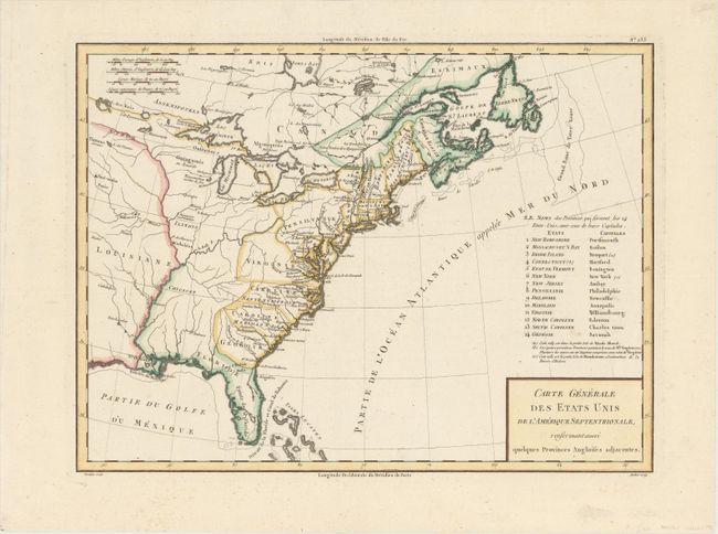 Carte Generale des Etats Unis de l'Amerique Septentrionale, Renfermantaussi quelques Provinces Angloises Adjacentes