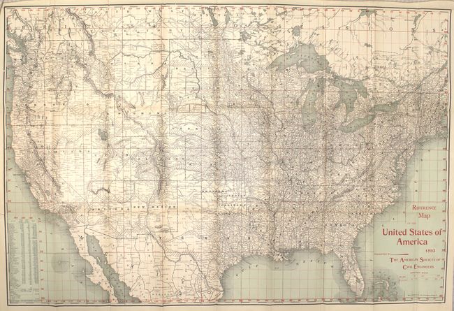 Reference Map of the United States of America 1893 Presented by the American Society of Civil Engineers