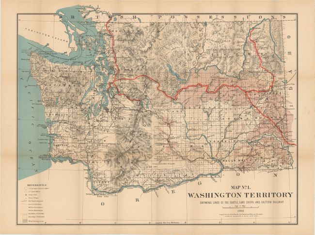Map No. 1. Washington Territory Showing Lines of the Seattle, Lake Shore and Eastern Railway [together with] [Untitled Map of North America]