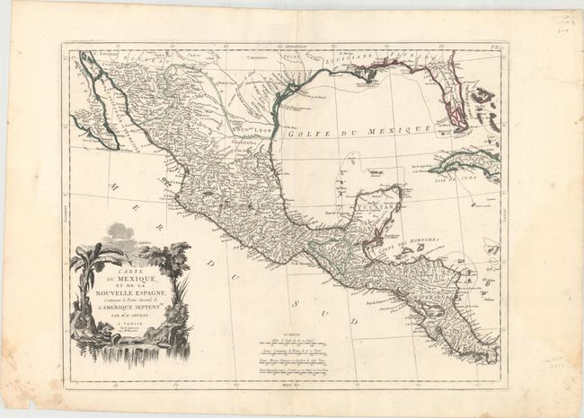 Carte du Mexique, et de la Nouvelle Espagne, Contenant la Partie Australe de l'Amerique Septentle.