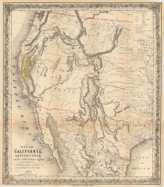 Map of California, Oregon, Texas, and the Territories Adjoining with Routes &c.