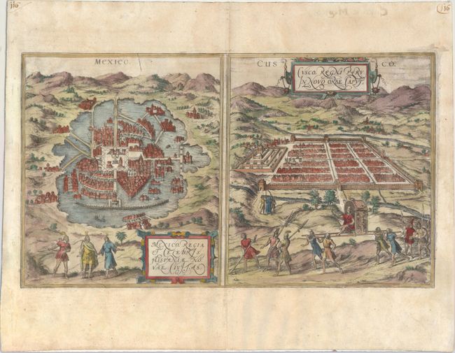 Mexico, Regia et Celebris Hispaniae Novae Civitas [on sheet with] Cusco, Regni Peru in Novio Orbe Ca