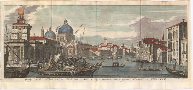 Gezigt op het Tolhuis en de Kerk della Salute by 't Inkomen van 't Groote Kanaal te Venetie