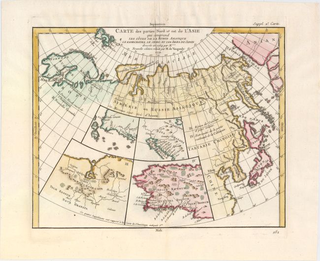 Carte des Parties Nord et Est de l'Asie qui Comprend les Cotes de la Russie Asiatique le Kamschatka, le Jesso, et les Isles du Japon Dressee en 1760 par M...