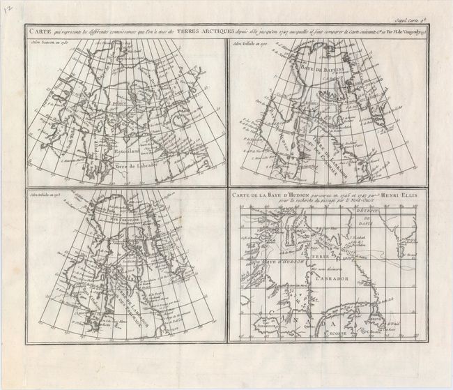 Carte qui Represente les Differentes Connoissances que l'on a Eues des Terres Arctiques Depuis 1650 Jusqu'en 1747 Ausquelles il Faut Comparer la Carte Suivante