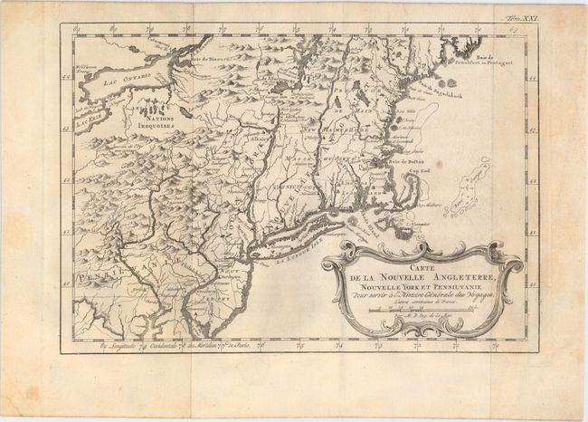 Carte de la Nouvelle Angleterre, Nouvelle York et Pensilvanie pour Servir a l'Histoire Generale des Voyages