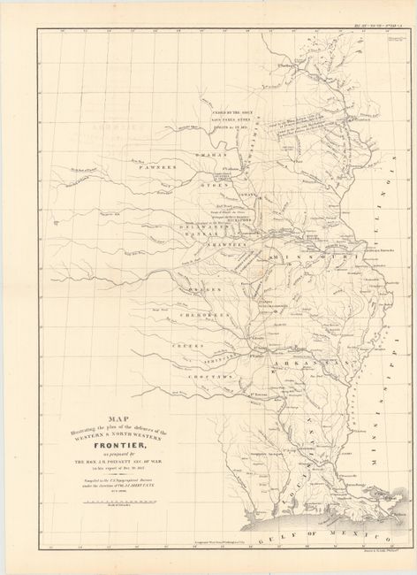 Map Illustrating the Plan of the Defences of the Western & North Western Frontier, as Proposed by Charles Gratiot, in His Report of Oct. 31, 1837 [together with]  The Hon. J.R. Poinsett Sec. Of War in His Report of Dec. 30, 1837