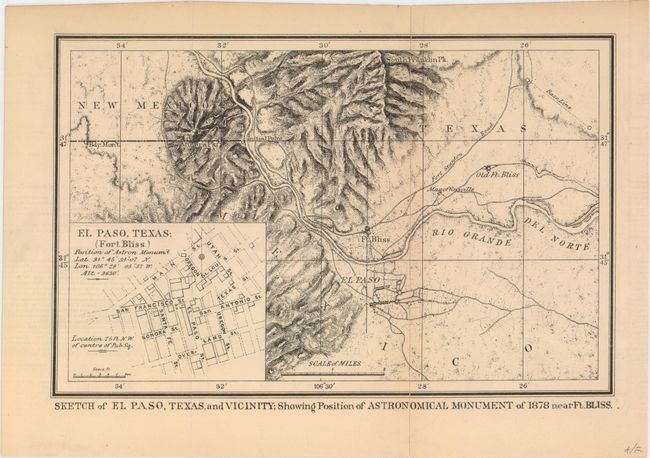 Sketch of El Paso, Texas, and Vicinity; Showing Position of Astronomical Monument of 1878 near Ft. Bliss