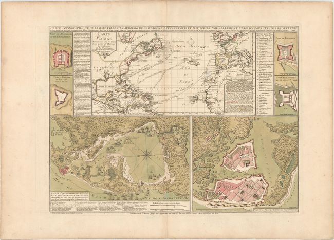 Carte Topographique de la Baye Ville et Faubourg de Cartagene avec les Forts et Batteries Nouvellement Etablies pour Servir a sa Defense...