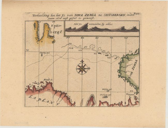 Verbeelding hoe het ys van Nova Zemla na Spitsbergen, in den Jaare 1676 Vast Geset is Geweest