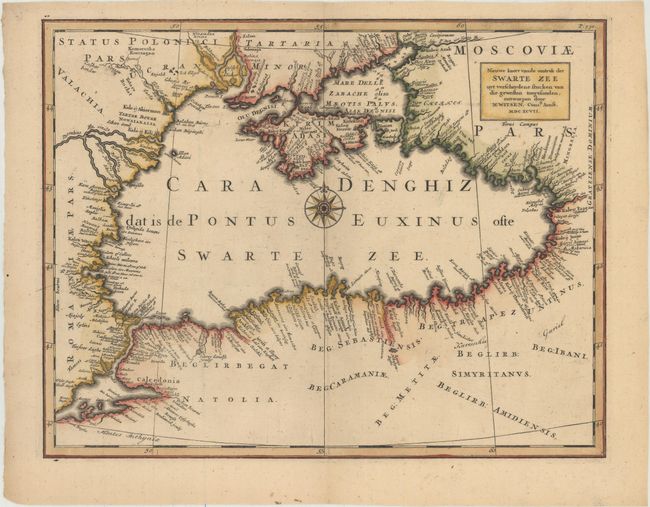 Nieuwe Kaert vande Omtrek der Swarte Zee uyt Verscheydene Stucken van die Gewesten Toegesonden, Ontworpen