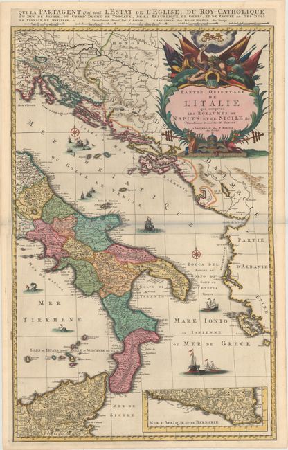 Partie Orientale de l'Italie qui Comprend les Royaumes de Naples et de Sicile &c: Nouvellement Dresse par N. Sanson