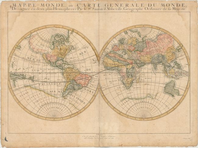 Mappe-Monde, ou Carte Generale du Monde; Dessignee en Deux Plan-Hemispheres par le Sr. Sanson...