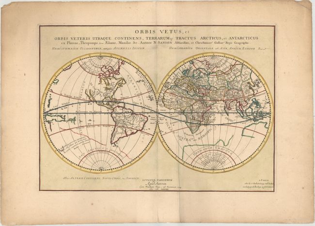 Orbis Vetus, et Orbis Veteris Utraque Continens, Terrarumque Tractus Arcticus, et Antarcticus...