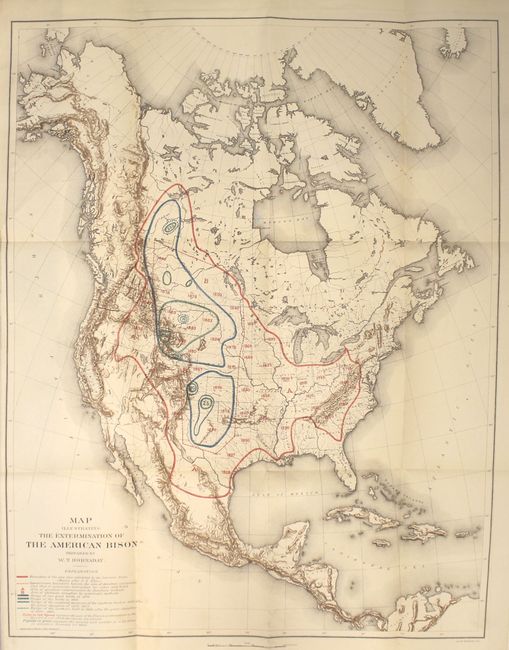 Map Illustrating the Extermination of the American Bison Prepared by W.T. Hornaday [bound in] Annual Report of the Boards of the Regents of the Smithsonian Institution, Part II