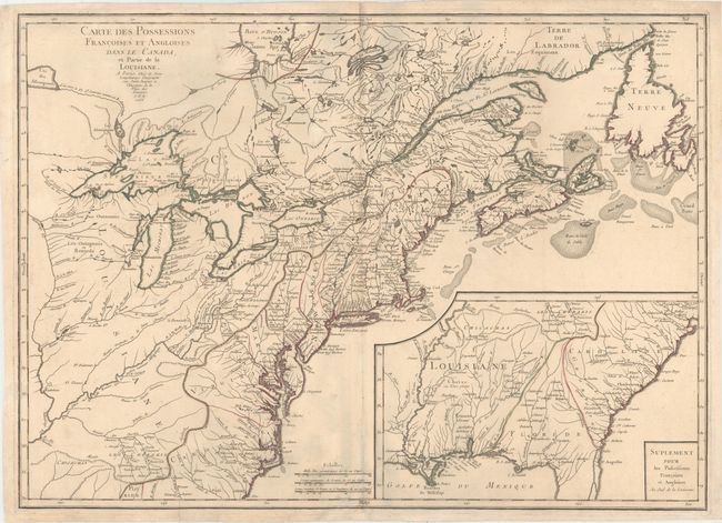 Carte des Possessions Francoises et Angloises dans le Canada, et Partie de la Louisiane