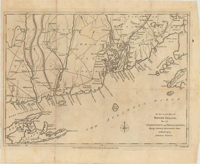 An Accurate Map of Rhode Island, Part of Connecticut and Massachusets, Shewing Admiral Arbuthnot's Station in Blocking up Admiral Ternay