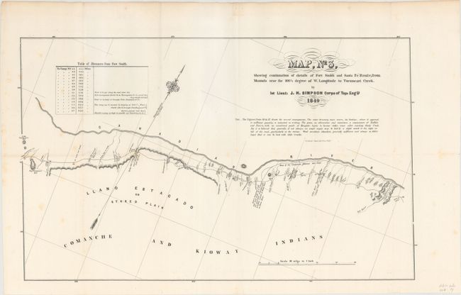 Map, No 3, Showing Continuation of Details of Fort Smith and Santa Fe Route, from Mounds Near the 100 1/2 Degree of W. Longitude to Tucumcari Creek