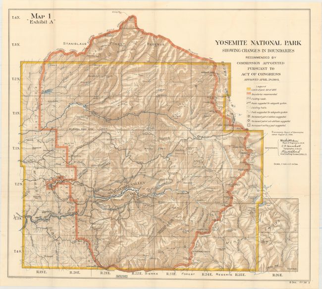 Yosemite National Park Showing Changes in Boundaries... [in set with] Patented Lands Within the Yosemite National Park California [and] Map and Profile of Wagon Road Through Merced River Canyon from the West Boundary of the Yosemite National Park