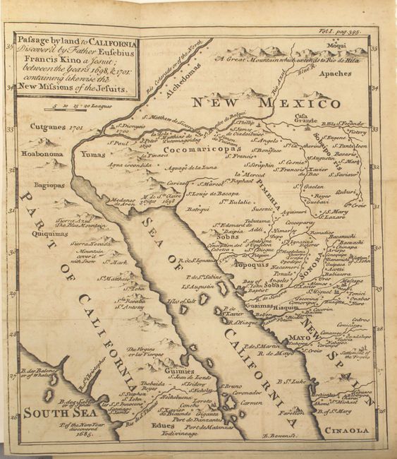 Passage by Land to California Discovered by Father Eusebius Francis Kino a Jesuit; Between the Years 1698, & 1701: Containing Likewise the New Missions of the Jesuits [Bound in] Travels of the Jesuits