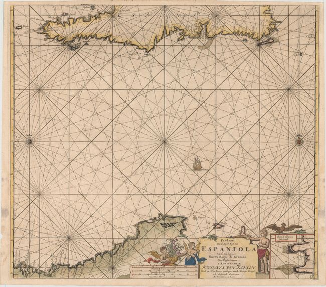 Pas-kaart van de Zuyd-Kust van Espanjola met de Zee Kust van Nuevo Reyn de Granada...