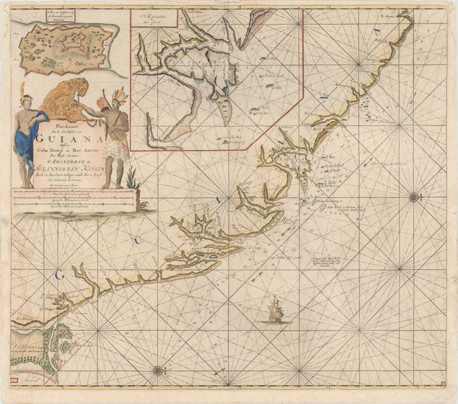 Pas-kaart van de Zee-kusten van Guiana Tusschen Cabo Noord en Rio Amano...