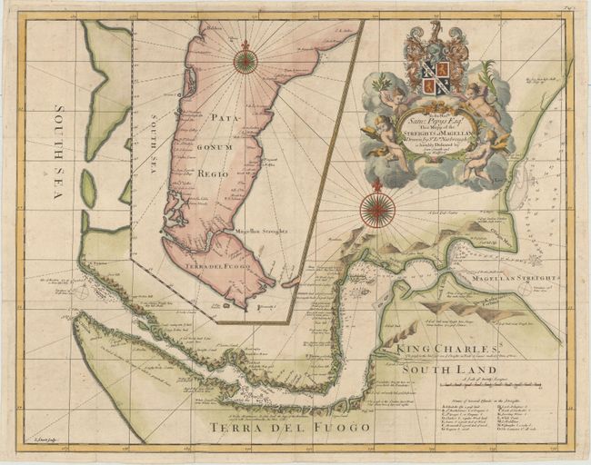 To the Honble. Sam: Pepys Esqr. This Mapp of the Streights of Magellan Drawn by Sr Ion. Narbrough...