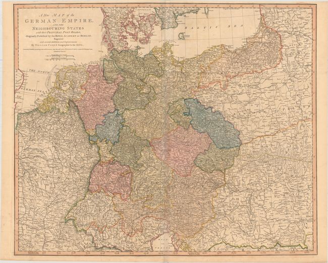 A New Map of the German Empire, and the Neighbouring States with Their Principal Post Roads, Originally Published by the Royal Academy of Berlin...
