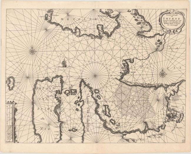 Pascaarte vande Golfe van Smyrne Alsmeede de Eylanden Scio ende Metelino en de Gelegentheyt der Eylanden Diepten en Droogten daer Ontrent Zynde