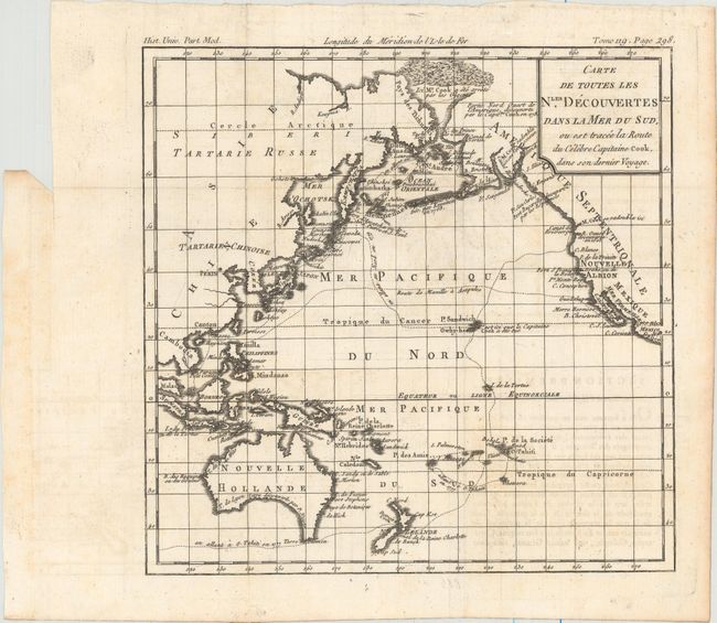 Carte de Toutes les N.les Decouvertes dans la Mer du Sud, ou est Tracee la Route du Celebre Capitaine Cook, dans son Dernier Voyage