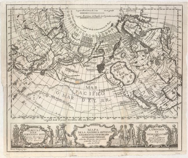 Mapa de la America Septentl. Asia Oriental y Mar del Sur Intermedio Formado Sobre las Memorias Mas Recientes y Exactas Hasta el Ano de 1754