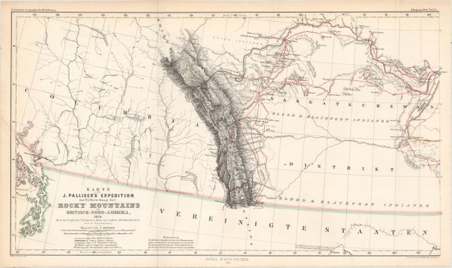 Karte von J. Palliser's Expedition zur Erforschung der Rocky Mountains in Britisch-Nord-Amerika, 1858 [in set with] Karte der Red River Expedition in Britisch Nord-Amerika unter Gladman, Hind, Napier, Dawson, &c. 1857 und 1858.