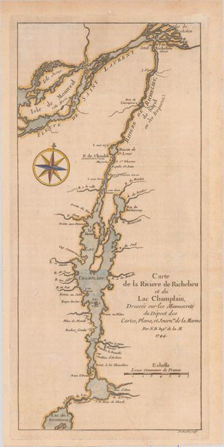 Carte de la Riviere de Richelieu et du Lac Champlain, Dressee sur les Manuscrits du Depost des Cartes, Plans, et Journx. de la Marine
