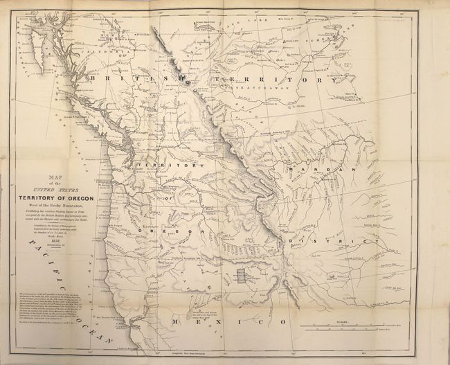 Map of the United States Territory of Oregon West of the Rocky Mountains, Exhibiting the Various Trading Depots or Forts Occupied by the British Hudson Bay Company [in set with] Chart of the Columbia River for 90 Miles from Its Mouth