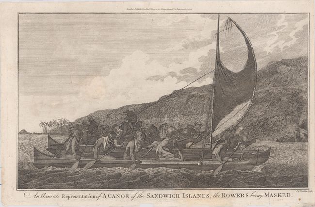 An Accurate Representation of a Canoe of the Sandwich Islands, the Rowers Being Masked