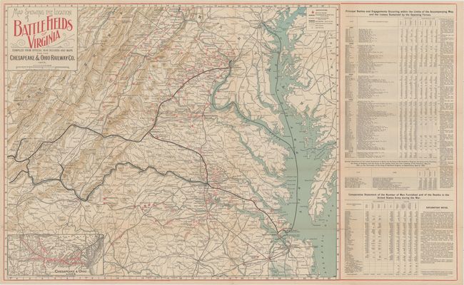 Map Showing the Location of Battlefields of Virginia Compiled from Official War Records and Maps for the Chesapeake & Ohio Railway Co.