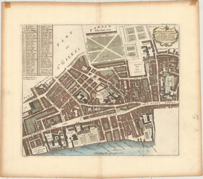 A Mapp of the Parishes of St. Clements Danes, St. Mary Savoy; with the Rolls Liberty and Lincolns Inn, Taken from the Last Survey with Corrections and Additions