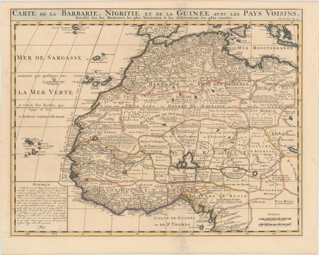 Carte de la Barbarie, Nigritie et de la Guinee avec les Pays Voisins, Dressee sur les Memoires les Plus Nouveaux & les Observations les Plus Exactes