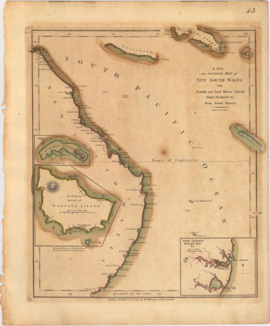 A New and Accurate Map of New South Wales with Norfolk and Lord Howes Islands Port Jackson &c. from Actual Surveys