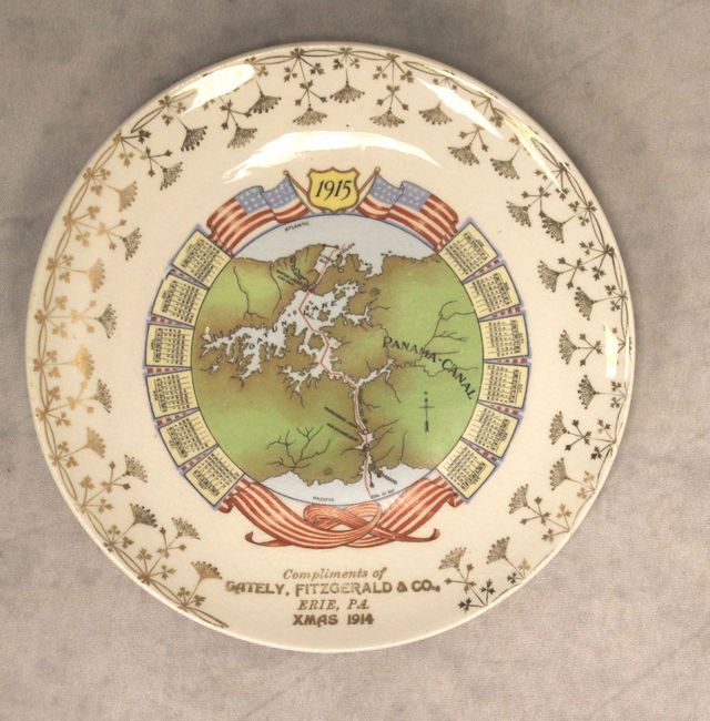 [Ceramic Plate - Map of the Panama Canal]