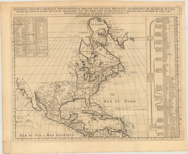 Nouvelle Carte de l'Amerique Septentrionale Dressee sur les Plus Nouvelles Observations de Messieurs de l'Academie des Sciences et des Meilleurs Geographes...