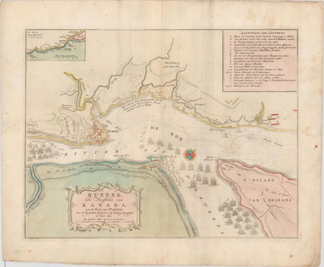 Quebek, de Hoofdstad van Kanada; aan de Rivier van St. Laurens: door Engelschen Belegerd en by Verdrag Bemagtigd, in 't Jaar 1759